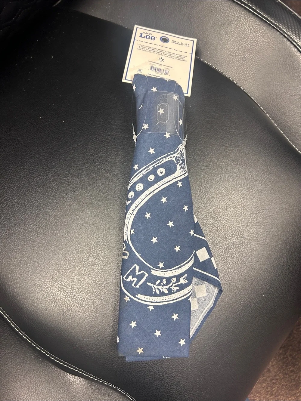Women’s Navy Bandana Neck Scarf with Concho Accent